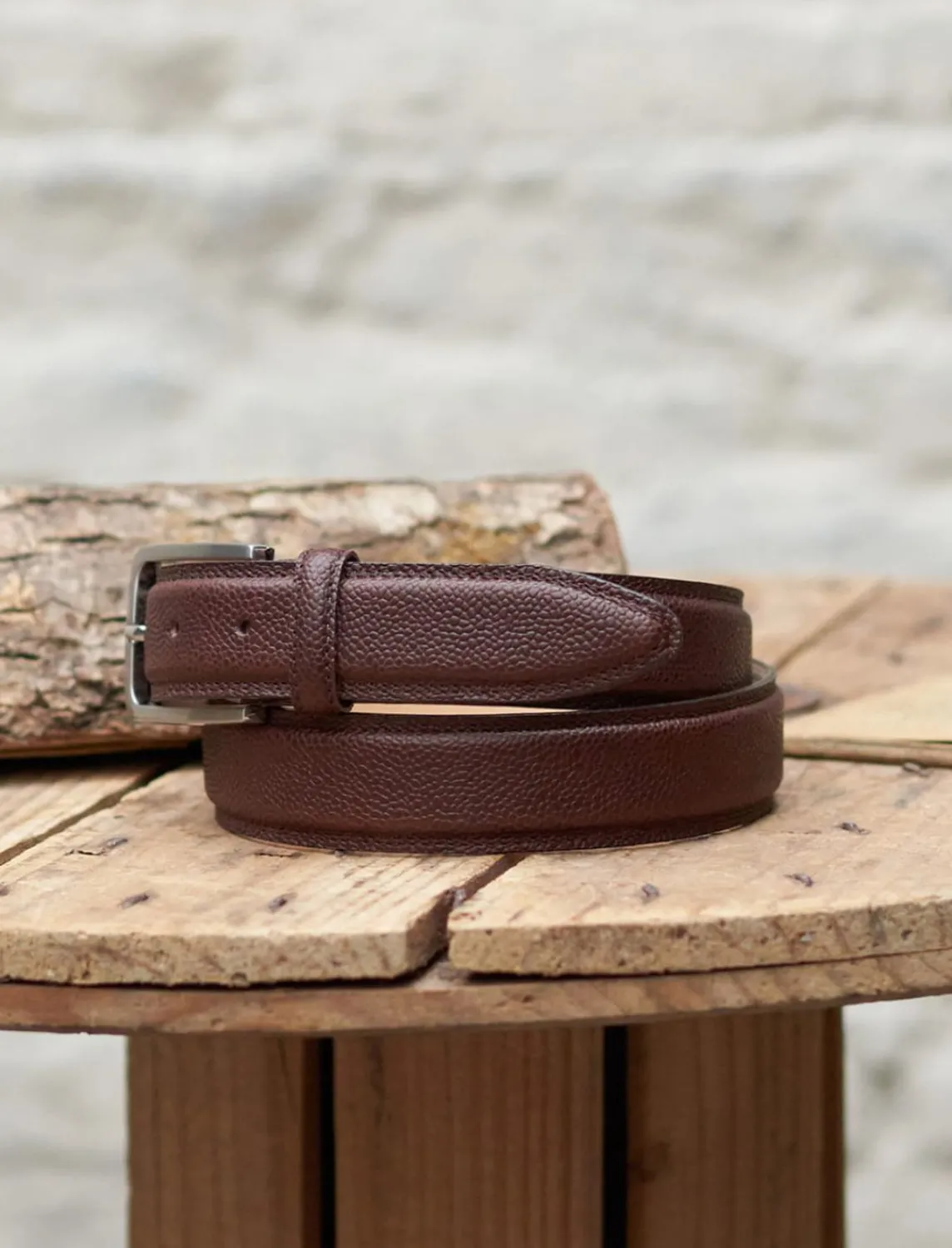 Pied de Biche Ceintures>Ceinture Homme Classique Chocolat Graine