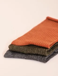 Pied de Biche Chaussettes>Chaussettes Cotelees Unies Trio Pour Femme