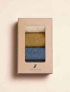 Pied de Biche Chaussettes>Chaussettes Paillettes Dore, Bronze, Bleu & Noir