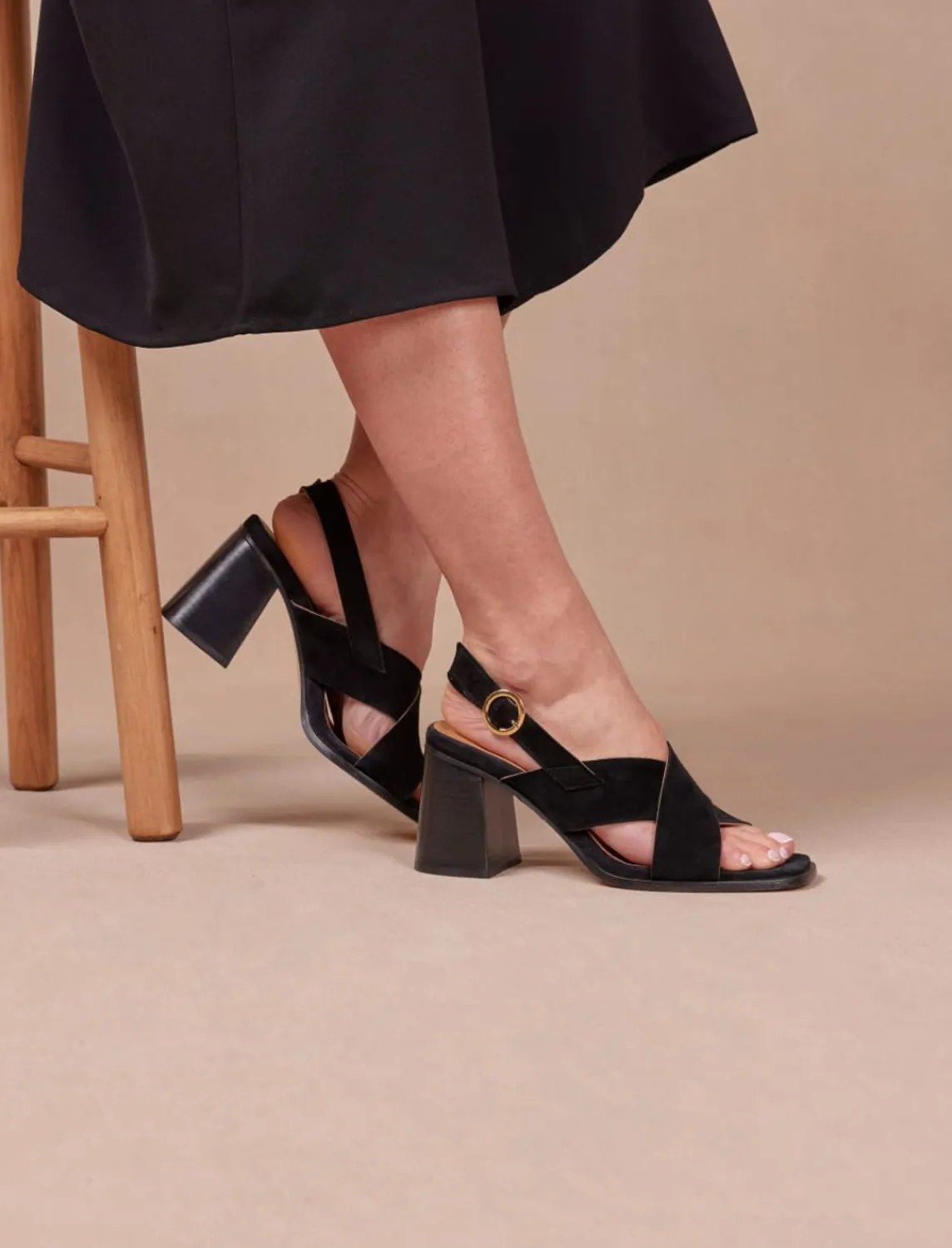 Pied de Biche Sandales>June Noir Velours